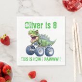 Grappige dinosaurus monster truck servet (Insitu)