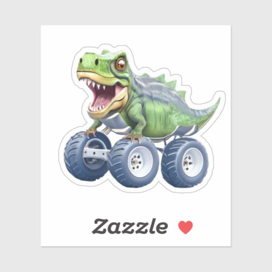 Grappige dinosaurus monster truck sticker (Vel)