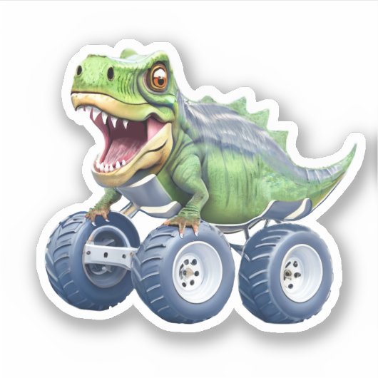 Grappige dinosaurus monster truck sticker (Voorkant)