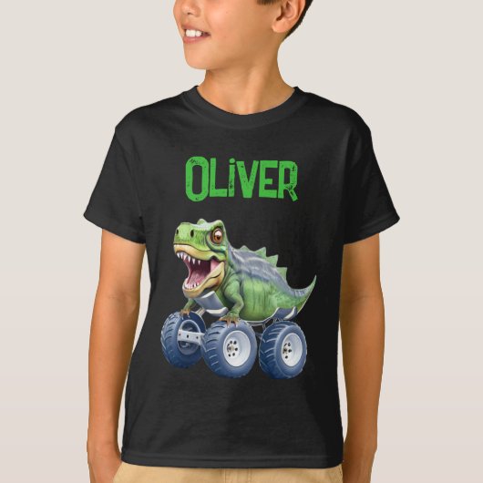 Grappige dinosaurus monster truck t-shirt (Voorkant)