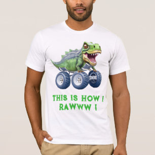 Grappige dinosaurus monster truck t-shirt