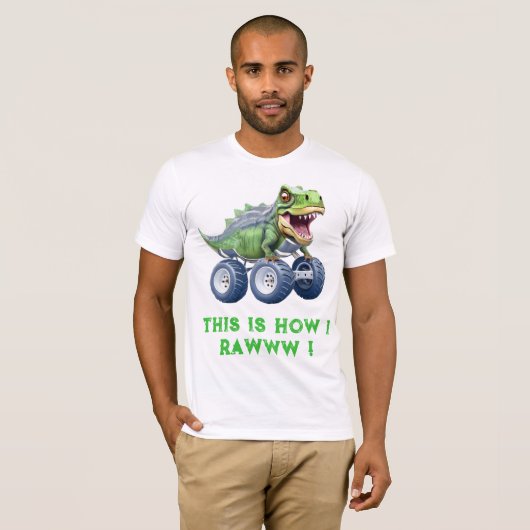 Grappige dinosaurus monster truck t-shirt (Voorkant volledig)
