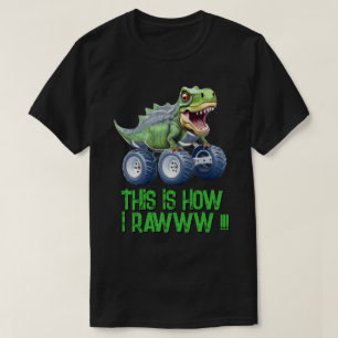Grappige dinosaurus monstertruck Mannen T-shirt