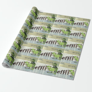 Grappige Dinosaurus Politie Opstelling Rick London Cadeaupapier