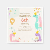 Grappige Dinosaurus Prinses Verjaardag Servet (Voorkant)