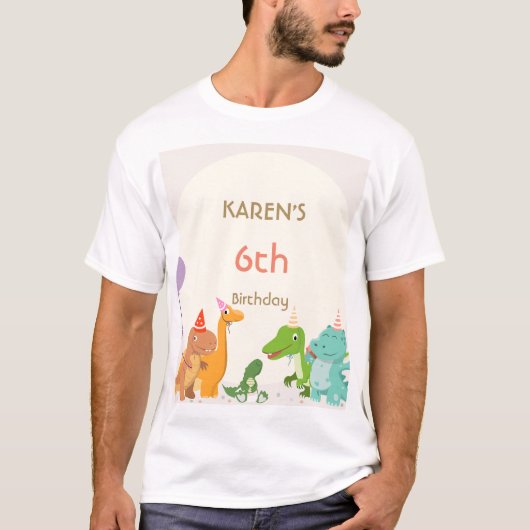 Grappige Dinosaurus Prinses Verjaardag T-shirt (Voorkant)