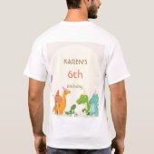 Grappige Dinosaurus Prinses Verjaardag T-shirt (Achterkant)