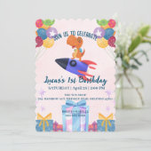 Grappige dinosaurus raket terug 2 School Verjaarda Kaart (Staand voorkant)