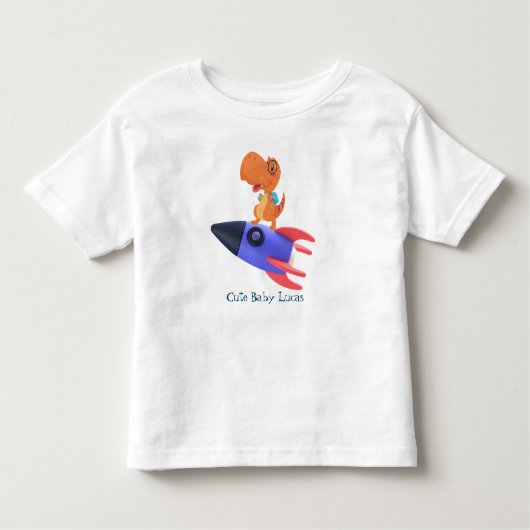 Grappige dinosaurus raket terug 2 School Verjaarda Kinder Shirts (Voorkant)