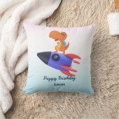 Grappige dinosaurus raket terug 2 School Verjaarda Kussen (Deken)