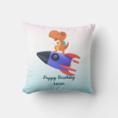 Grappige dinosaurus raket terug 2 School Verjaarda Kussen (Voorkant)