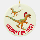 Grappige Dinosaurus Raptor Santa Quote Keramisch Ornament (Achterkant)