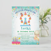 Grappige dinosaurus reuzenrad Verjaardagsfeestje D Kaart (Staand voorkant)