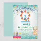 Grappige dinosaurus reuzenrad Verjaardagsfeestje D Kaart (Voorkant / Achterkant)