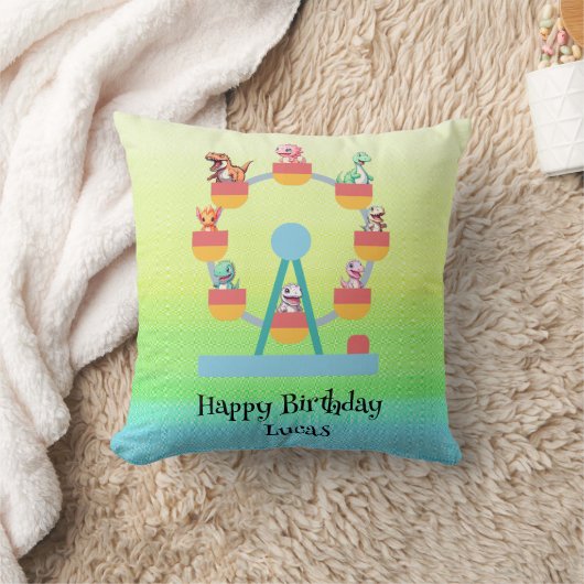 Grappige dinosaurus reuzenrad Verjaardagsfeestje D Kussen (Deken)