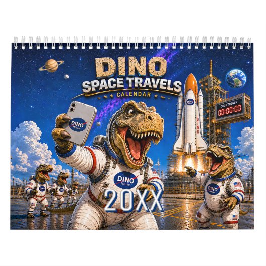 Grappige Dinosaurus Ruimtevaarder Muurkalender Kalender (Hoes)