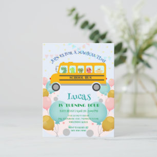 Grappige dinosaurus school Bus Verjaardagsfeest DI Briefkaart
