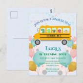 Grappige dinosaurus school Bus Verjaardagsfeest DI Briefkaart (Voorkant / Achterkant)