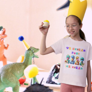 Grappige Dinosaurus Schreeuw Vier ijs 4e verjaarda T-shirt