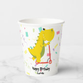Grappige dinosaurus scooter Speelgoed Verjaardagsj Papieren Bekers (Voorkant)