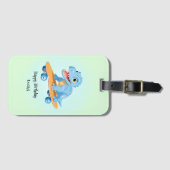Grappige dinosaurus Skateboard Verjaardagsfeestje  Bagagelabel (Voorkant (horizontaal))
