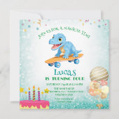 Grappige dinosaurus Skateboard Verjaardagsfeestje  Kaart (Voorkant)