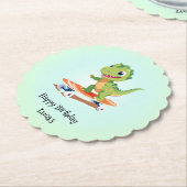 Grappige dinosaurus Skateboard Verjaardagsfeestje Kartonnen Onderzetters (Gekanteld)