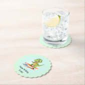 Grappige dinosaurus Skateboard Verjaardagsfeestje Kartonnen Onderzetters (Insitu)