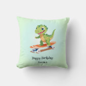 Grappige dinosaurus Skateboard Verjaardagsfeestje  Kussen (Voorkant)