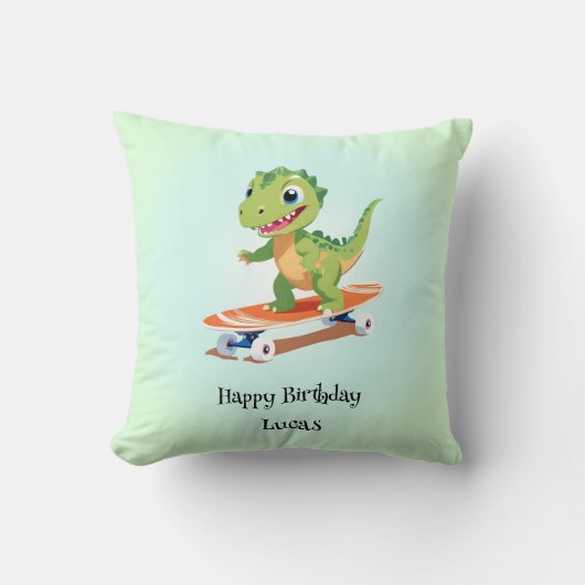 Grappige dinosaurus Skateboard Verjaardagsfeestje  Kussen (Voorkant)