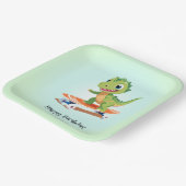 Grappige dinosaurus Skateboard Verjaardagsfeestje  Papieren Bordje (Gebogen)