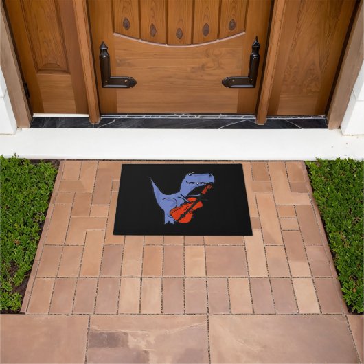 Grappige dinosaurus speelt cello deurmat (Buiten)