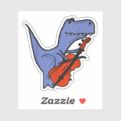 Grappige dinosaurus speelt cello sticker (Vel)