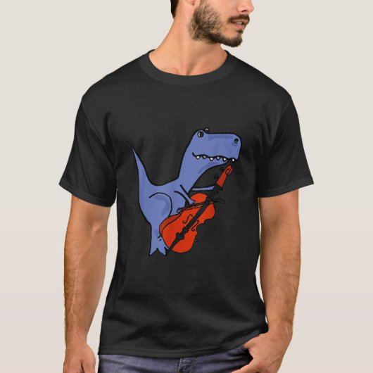 Grappige dinosaurus speelt cello t-shirt (Voorkant)