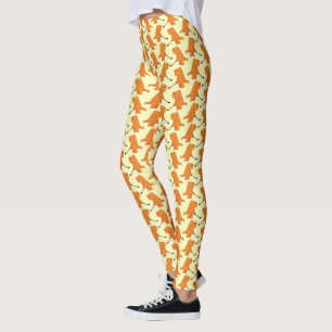 Grappige dinosaurus speelt golf oranje T Rex golfe Leggings