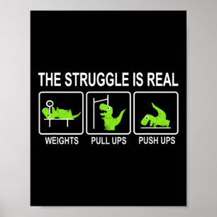 Grappige Dinosaurus Sport Gym Bankdrukken Pull-ups Poster