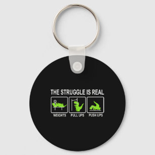 Grappige Dinosaurus Sport Gym Bankdrukken Pull-ups Sleutelhanger