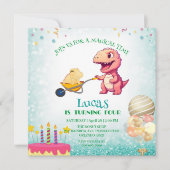 Grappige dinosaurus strokar Verjaardagsfeestje DIY Kaart (Voorkant)