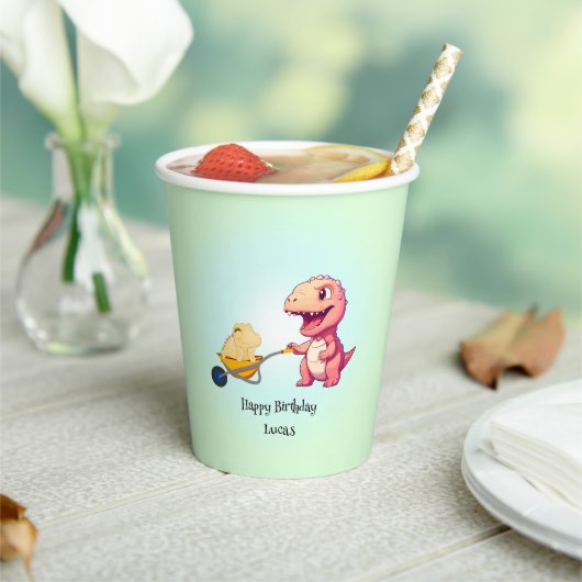 Grappige dinosaurus strokar Verjaardagsfeestje DIY Papieren Bekers (Insitu)
