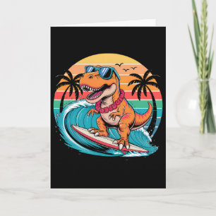 Grappige Dinosaurus Surfplank Strand Zomer Surfen  Kaart