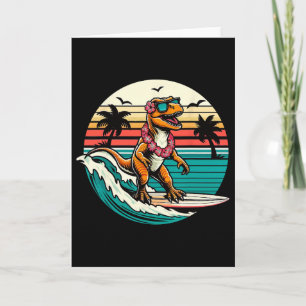 Grappige Dinosaurus Surfplank Strand Zomer Surfen  Kaart