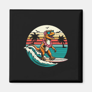 Grappige Dinosaurus Surfplank Strand Zomer Surfen  Magneet