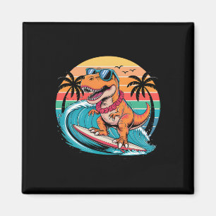 Grappige Dinosaurus Surfplank Strand Zomer Surfen  Magneet