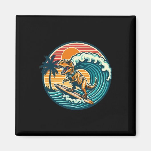 Grappige Dinosaurus Surfplank Strand Zomer Surfen Magneet (Voorkant)