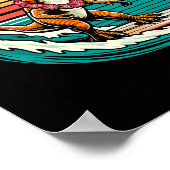 Grappige Dinosaurus Surfplank Strand Zomer Surfen Poster (Hoek)