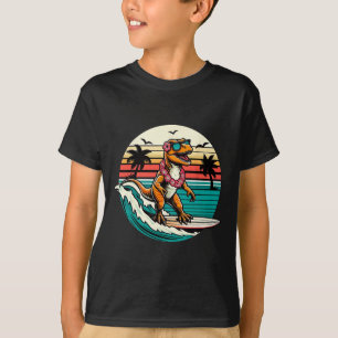 Grappige dinosaurus surfplank strand zomer surfen t-shirt