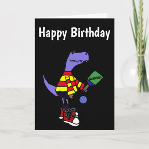 Grappige Dinosaurus T die Pickleball spelen Kaart