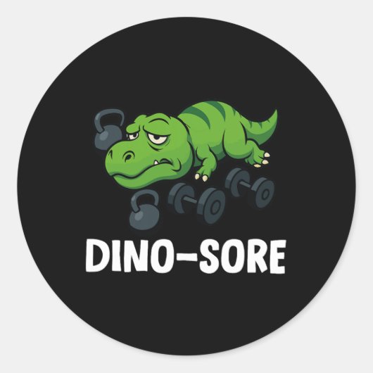 Grappige Dinosaurus T-rex Gym Workout  Ronde Sticker (Voorkant)