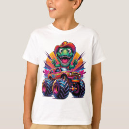 Grappige Dinosaurus T Rex op Monster Truck T-shirt