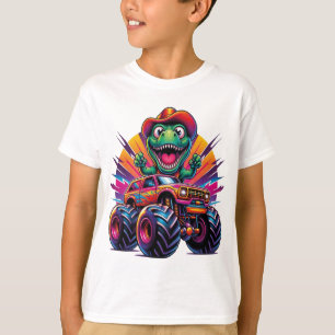 Grappige Dinosaurus T Rex op Monster Truck T-shirt